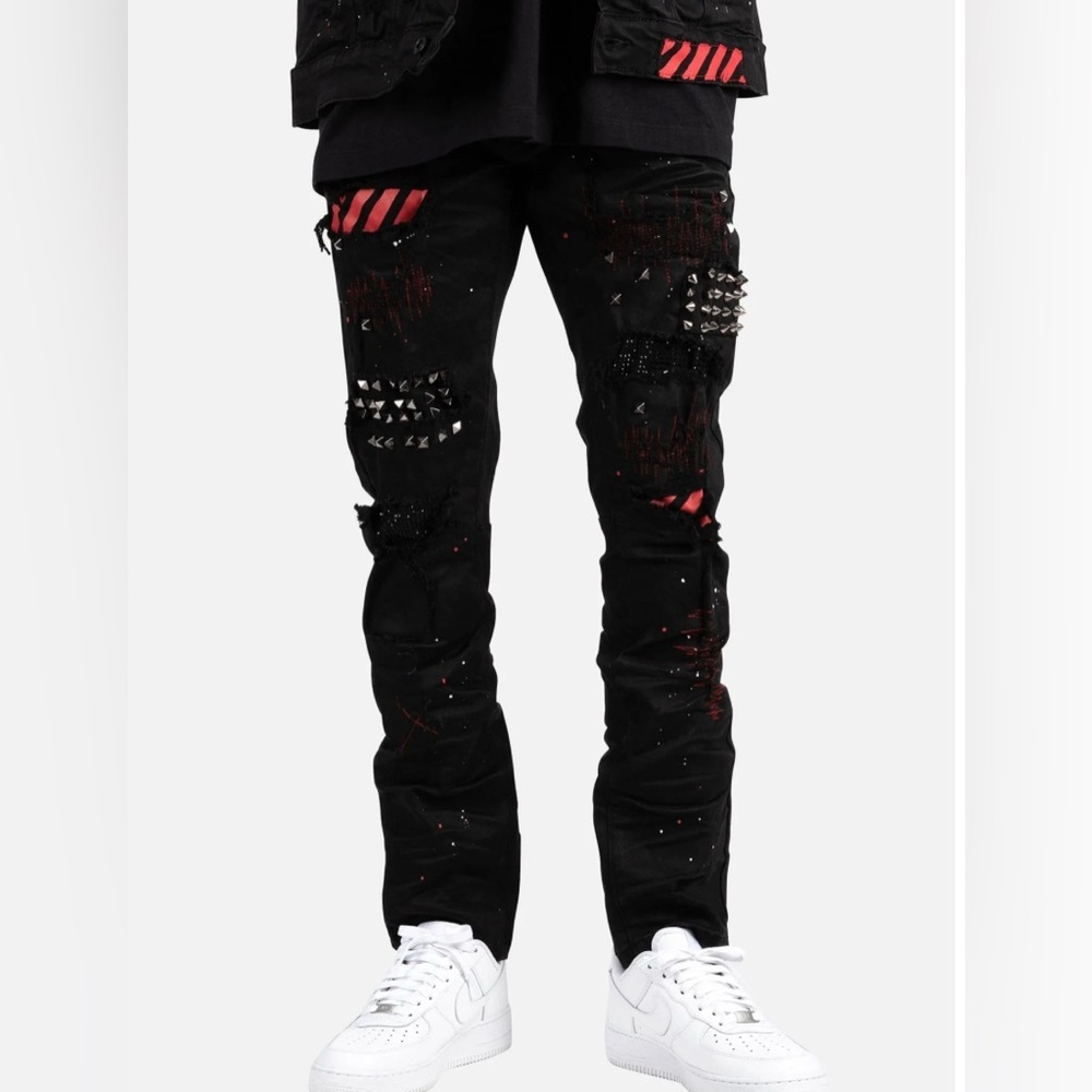 SMOKE RISE Jeans RN#82930 distressed with paint splatter